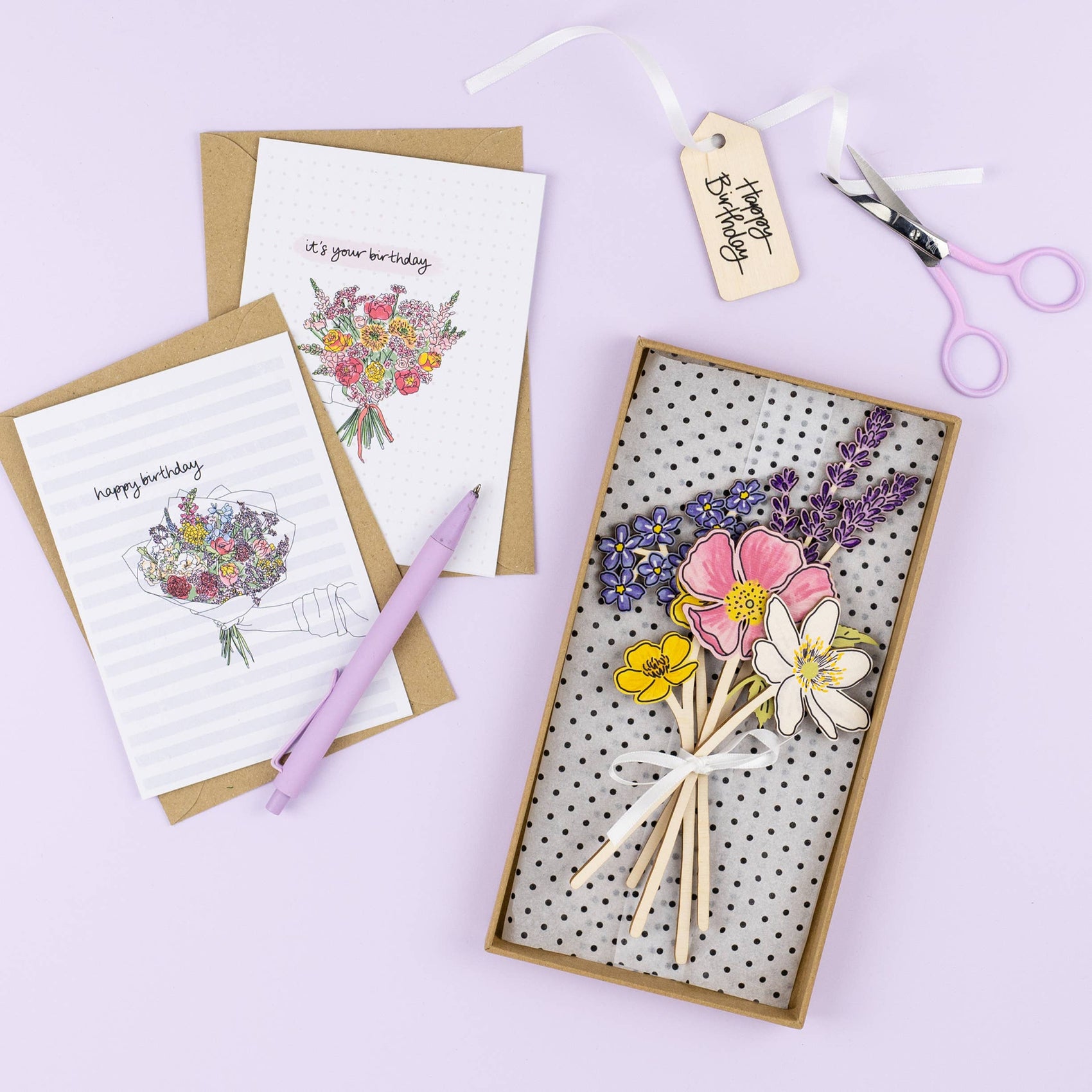 Birthday Wooden Wildflower Bouquet