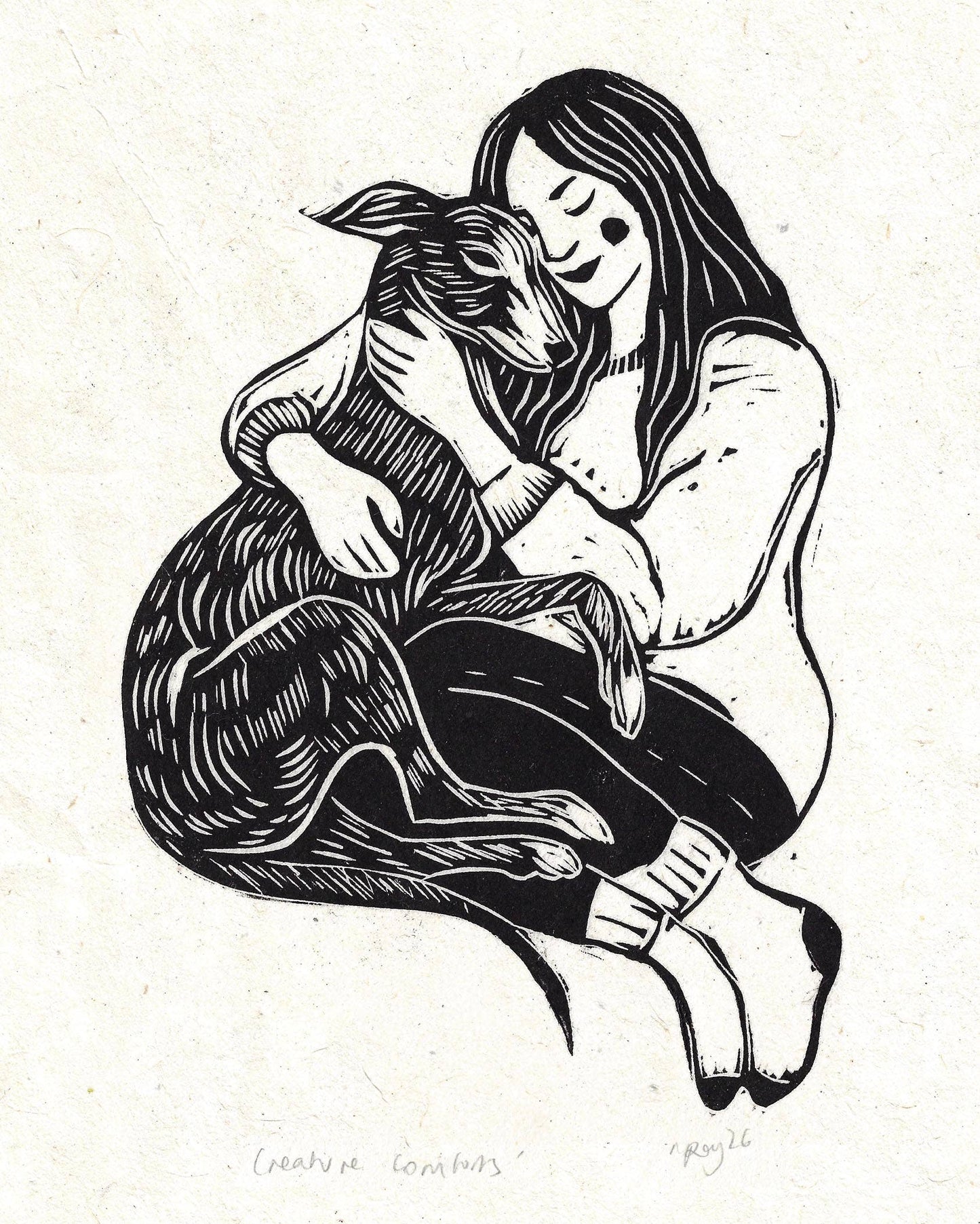 Creature Comfort greeting card- dog lover, pets, cosy quirky