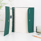 A5 recycled leather wire-bound folio - ETHOS Emerald Green
