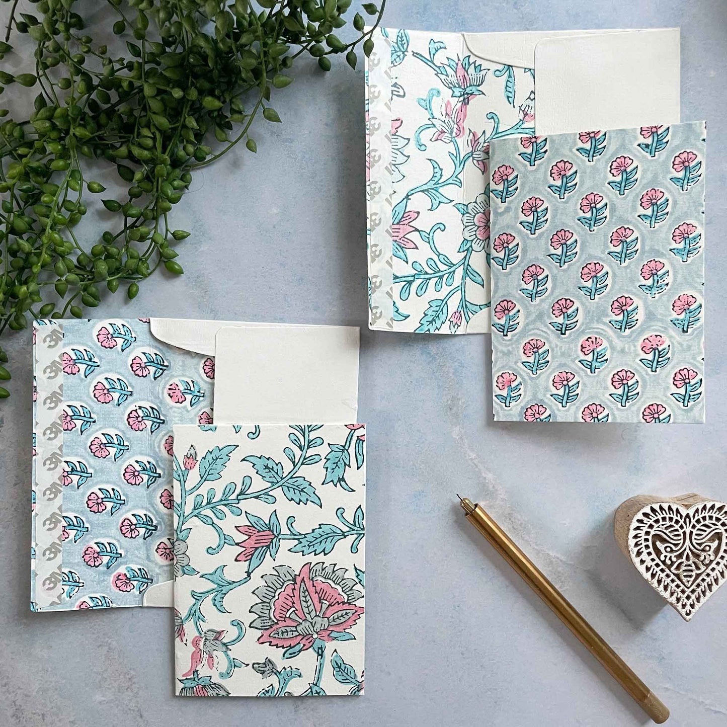 Harriet Handmade Note Card and Envelope Set | Block Printed
