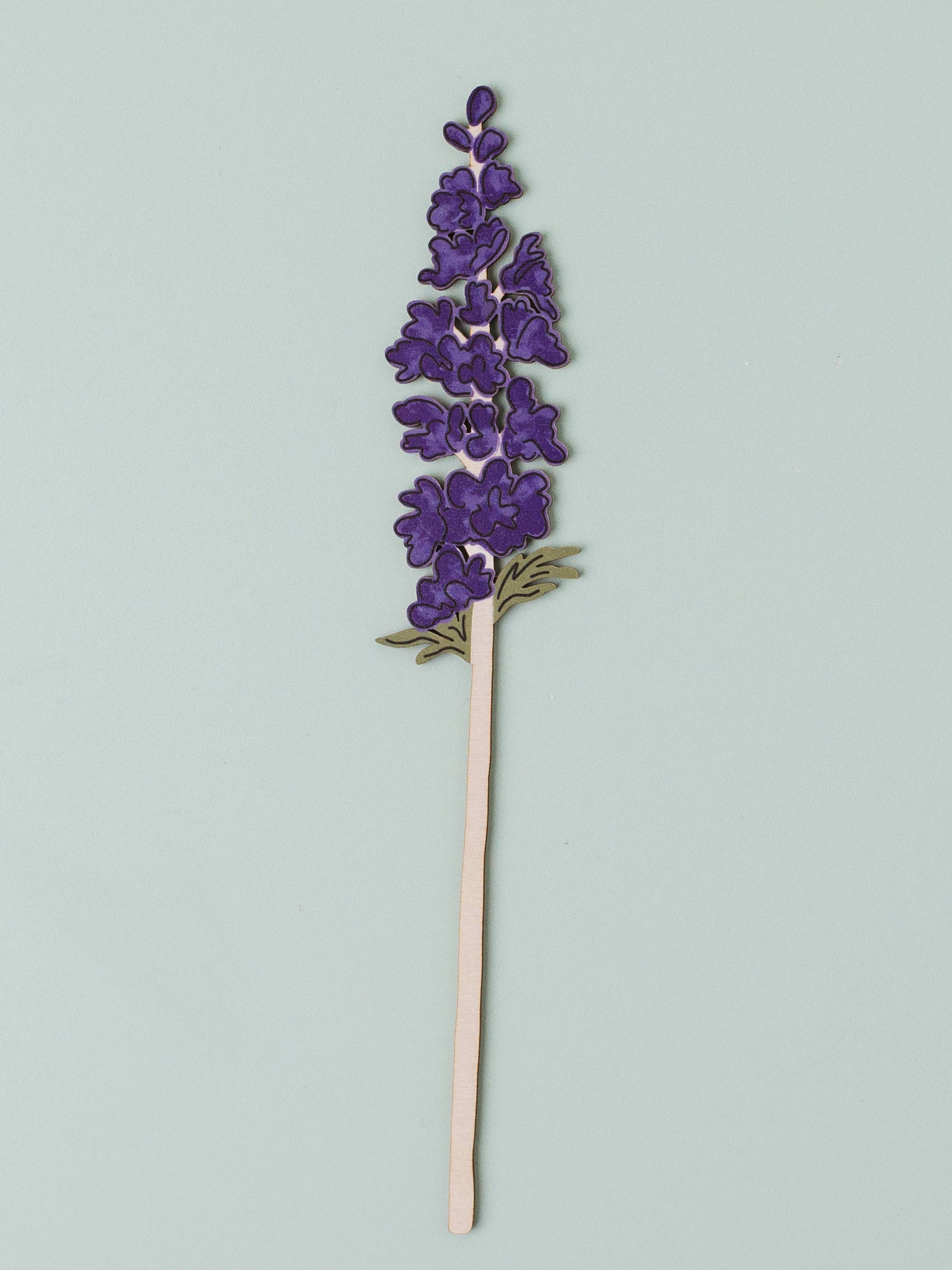 Wooden Delphinium – July Birth Flower - Sustainable Gift