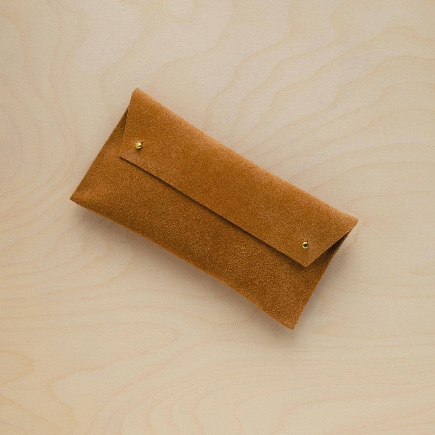 Suede Double Stud Glasses Case: Jade Green / Gold