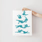 Different Strokes riso print, swimming, wild swimming art