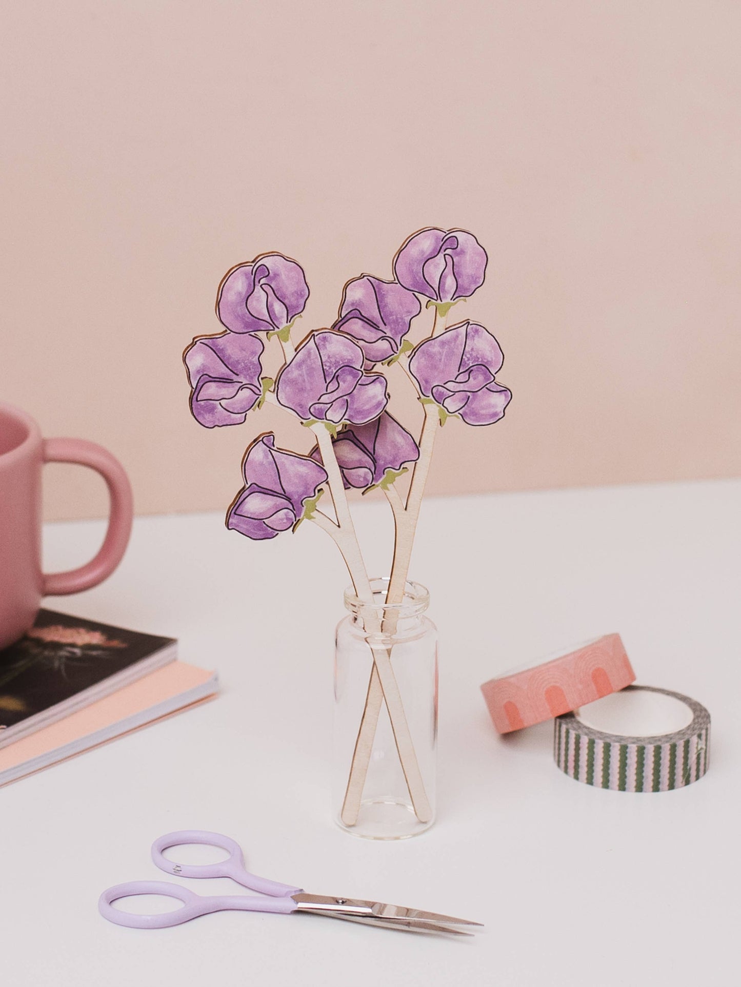 Wooden Sweet Pea Gift – April Birth Flower - Sustainable