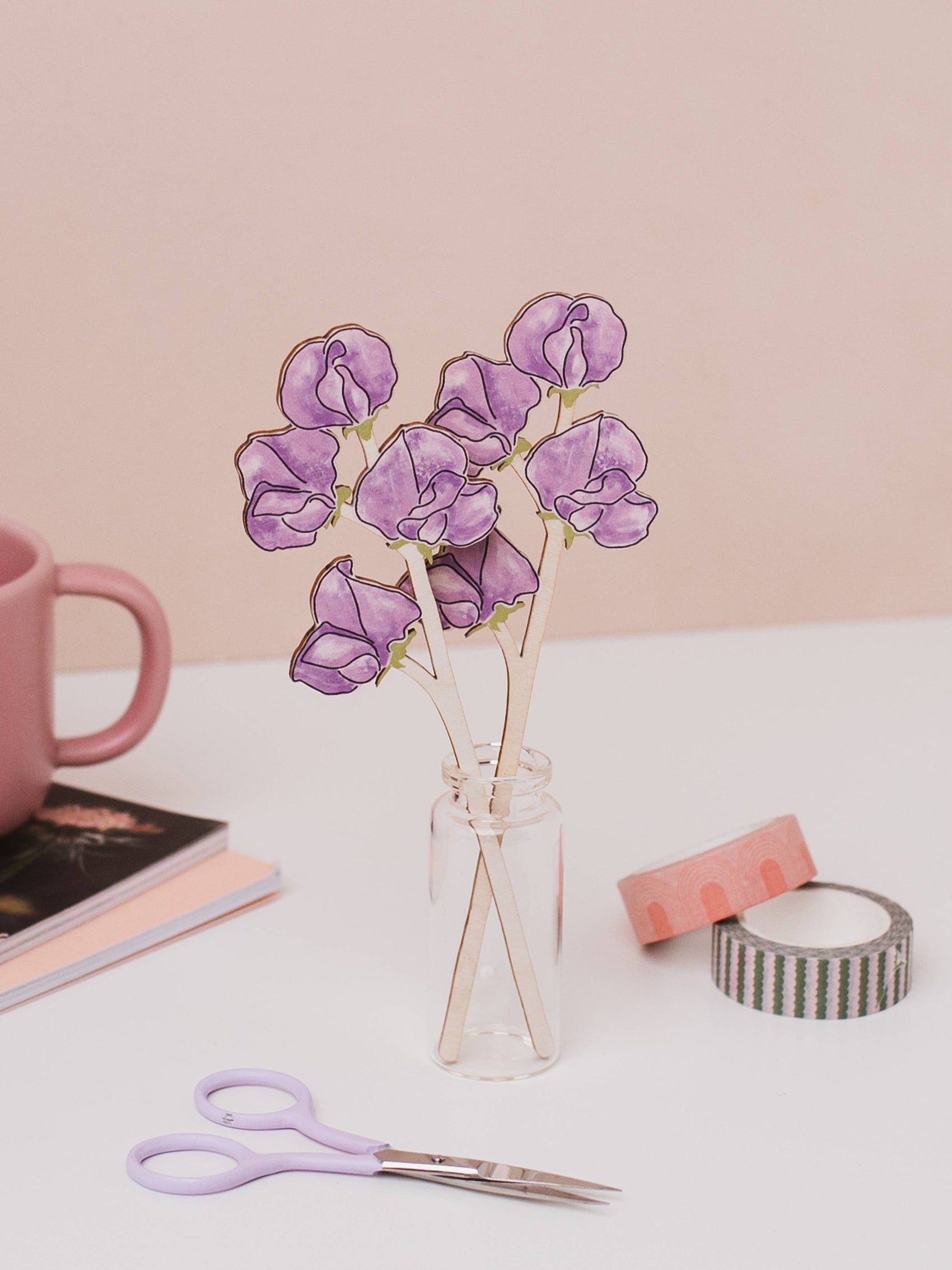 Wooden Sweet Pea Gift – April Birth Flower - Sustainable