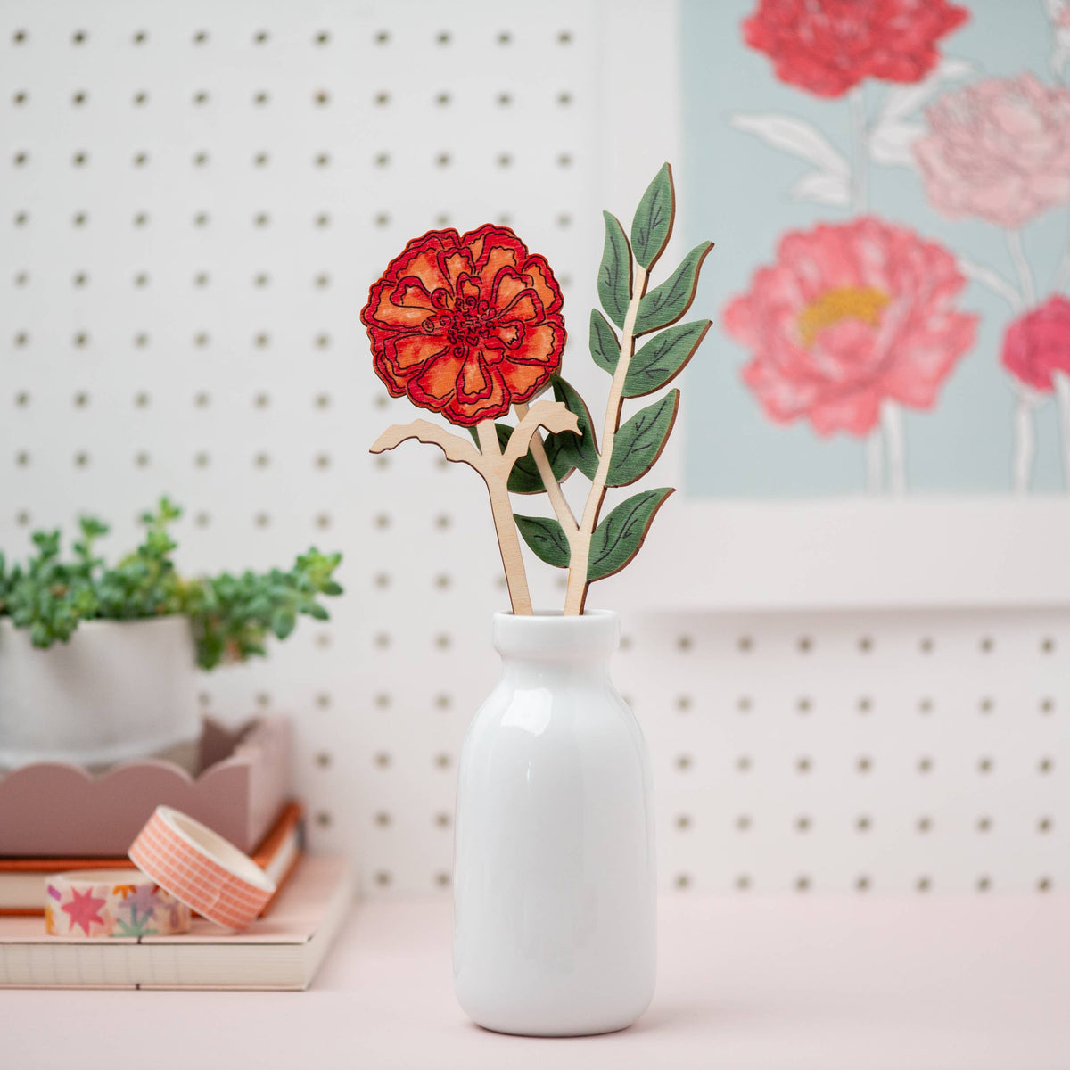 Wooden Birth Flowers - Sustainable Birthday Gift - UK Made: November - Chrysanthemum