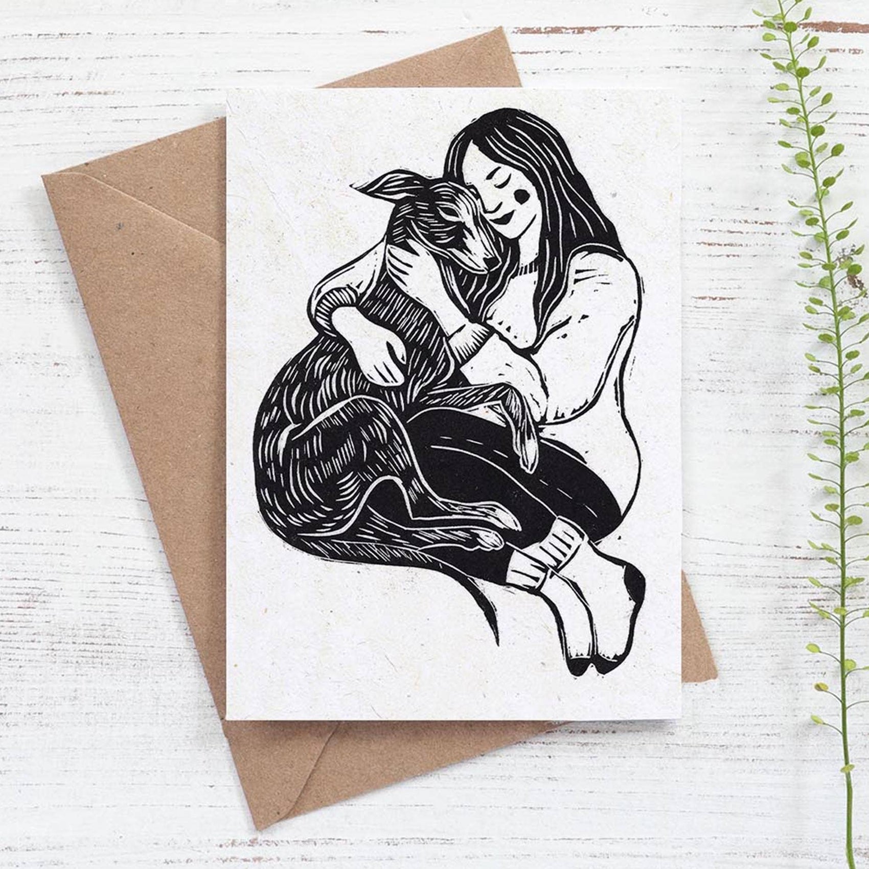 Creature Comfort greeting card- dog lover, pets, cosy quirky