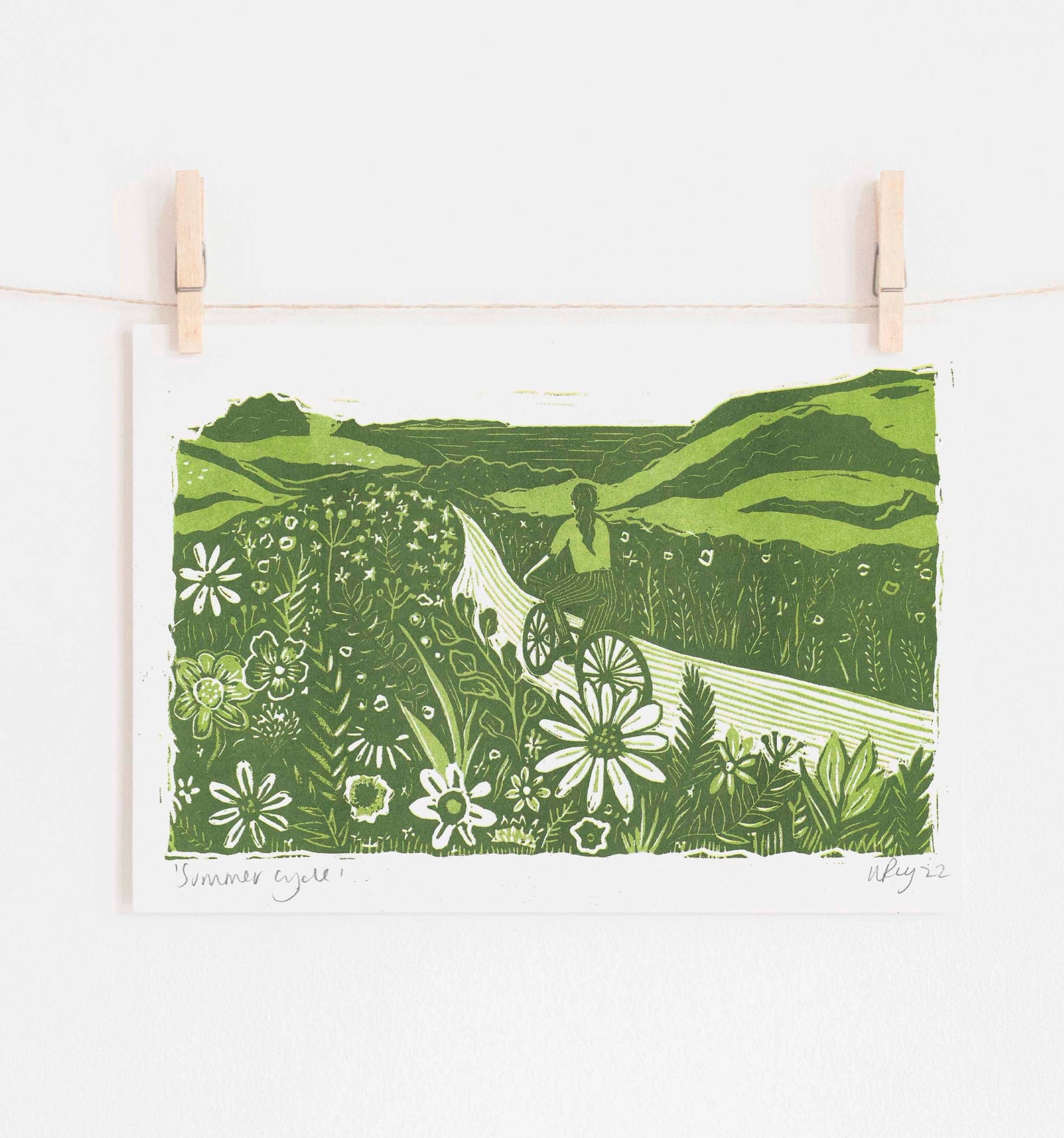 Summer Cycle riso, cycling, summer, hedgerow, countryside