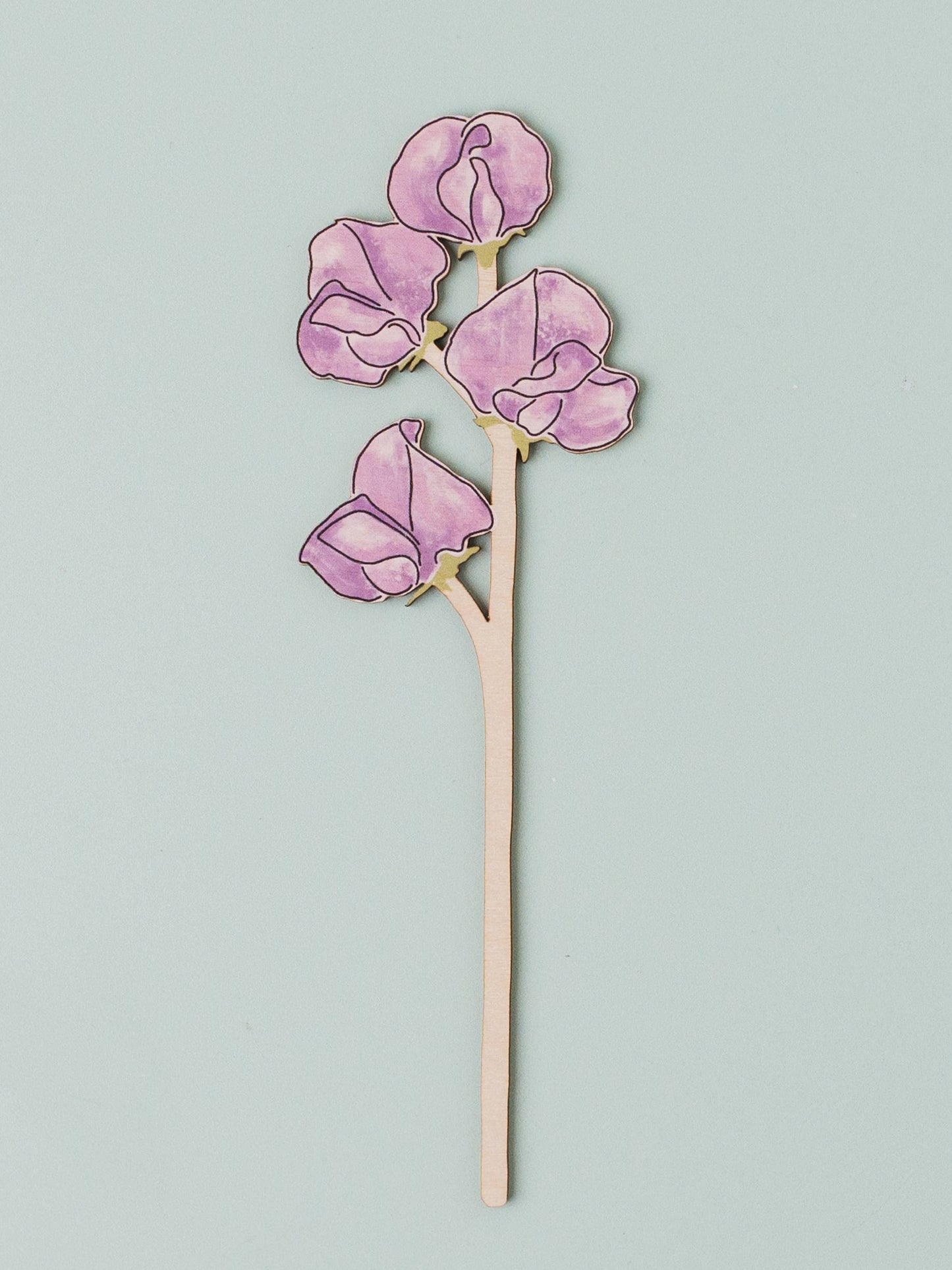 Wooden Sweet Pea Gift – April Birth Flower - Sustainable