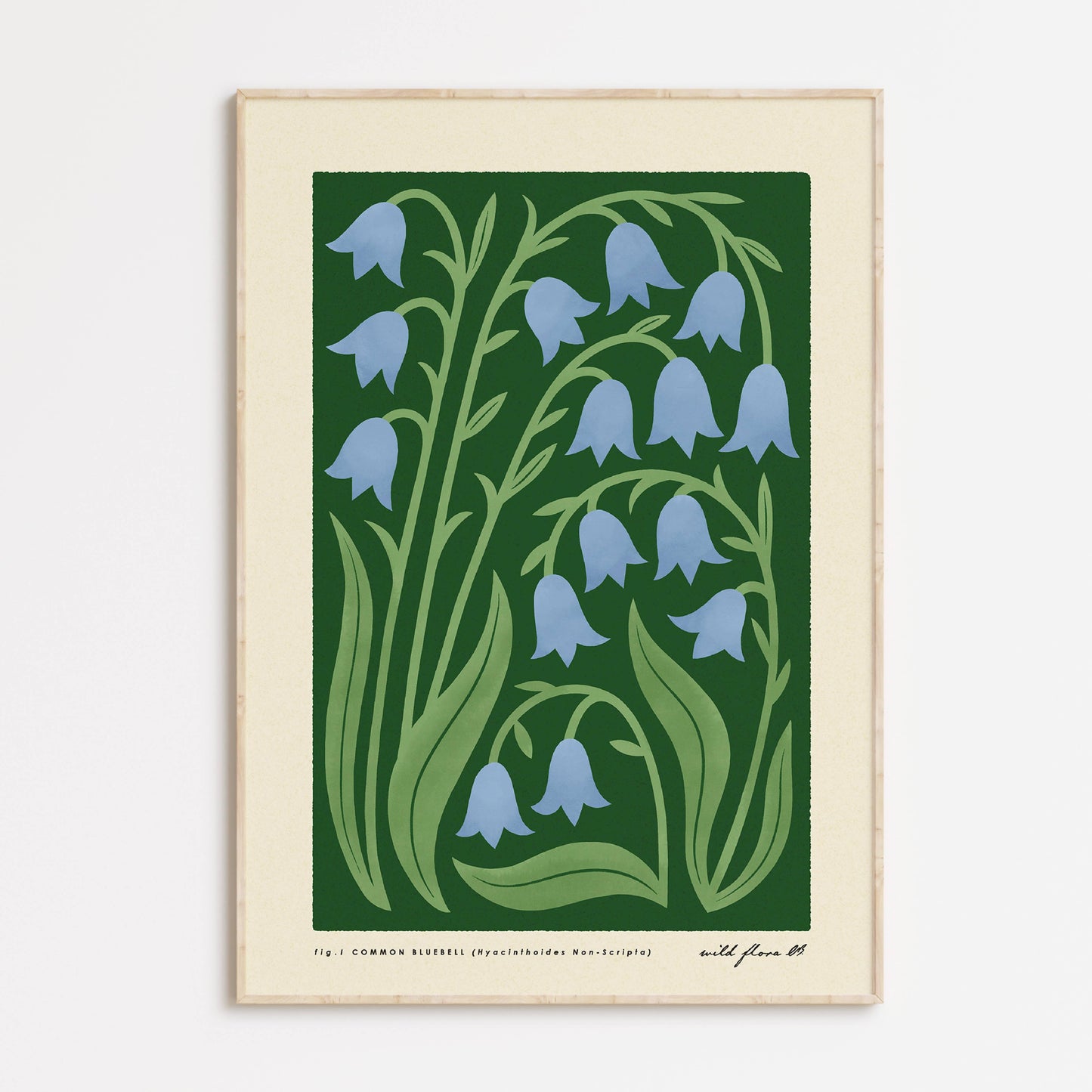 Bluebell | Modern-Retro Wildflower Art Print Wall Decor: A4 - 210 x 297 mm (8.3 x 11.7 inches)