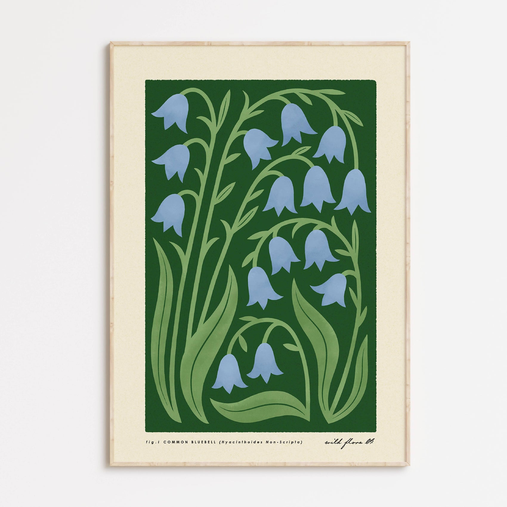 Bluebell | Modern-Retro Wildflower Art Print Wall Decor: A4 - 210 x 297 mm (8.3 x 11.7 inches)